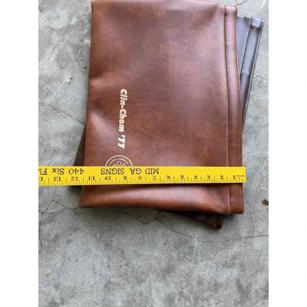 Clin-Chem Brown Portfolio Clutch 15x12 Document faux leather  Zippered Pouch vtg